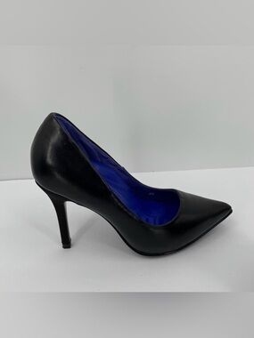Antonia Saint Victoria black pointed toe pumps shoe textured heel comfort 6 C